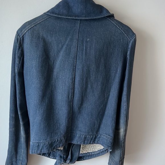 Denim shearling Moto Jacket by Zoé - Picture 7 of 11